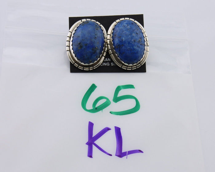 Navajo Paw Earrings 925 Silver Blue Denim Lapis Native American Artist C.80's