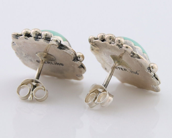 Navajo Paw Earrings 925 Silver Blue Turquoise Native American Artist C.80's