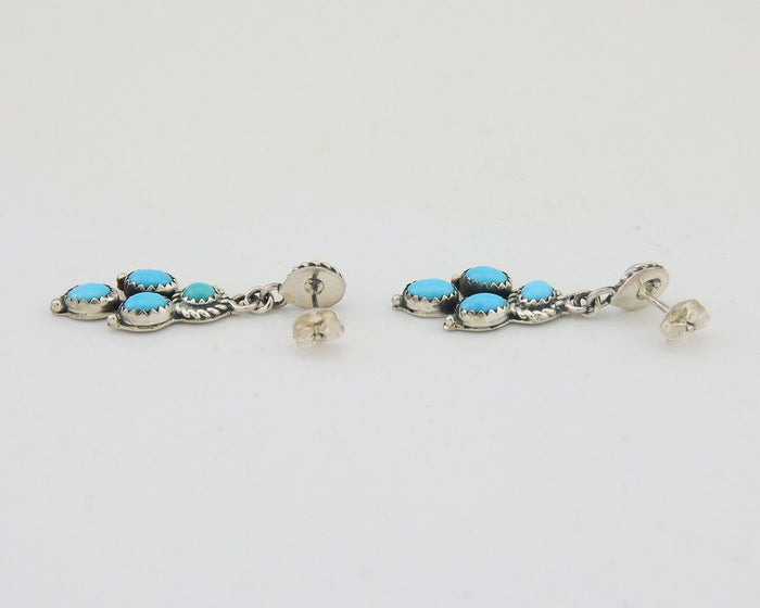 Navajo Paw Earrings 925 Silver Blue Turquoise Native American Artist C.80's