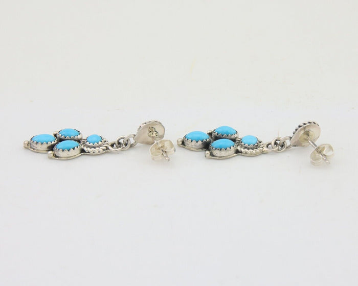 Navajo Paw Earrings 925 Silver Blue Turquoise Native American Artist C.80's