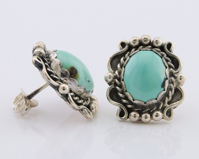 Navajo Paw Earrings 925 Silver Blue Turquoise Native American Artist C.80's