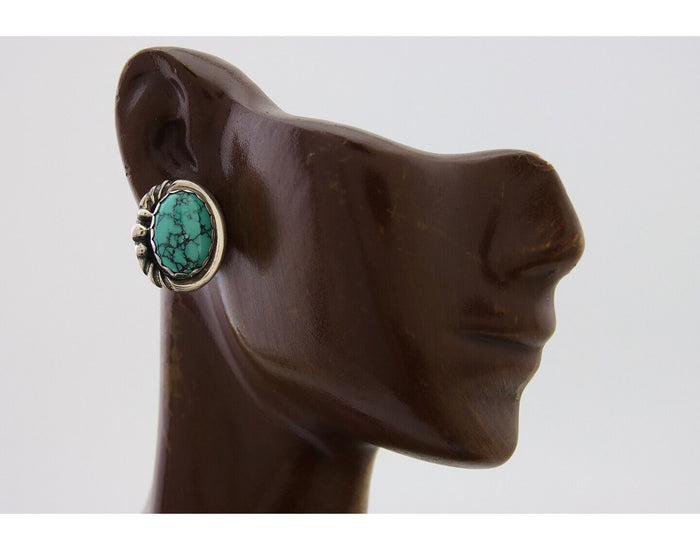Navajo Paw Earrings 925 Silver Blue Turquoise Native American Artist C.80's