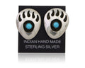 Navajo Paw Earrings 925 Silver Natural Turquoise Native American Artist C.80s