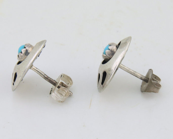 Navajo Paw Earrings 925 Silver Turquoise Native American Artist C.80's