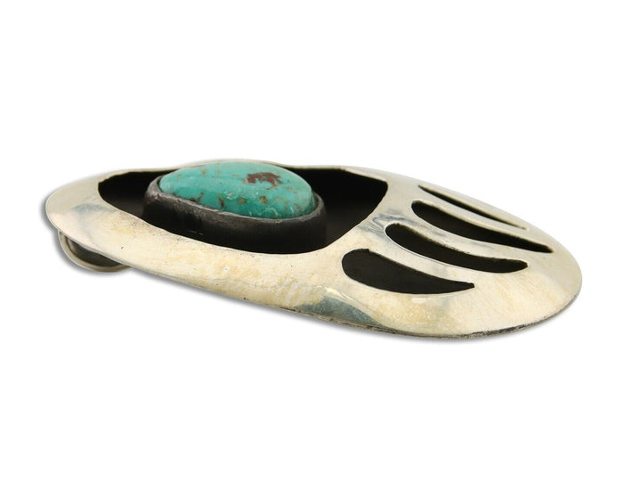 Navajo Paw Pendant 925 Silver Natural Turquoise Native American Artist C.80's