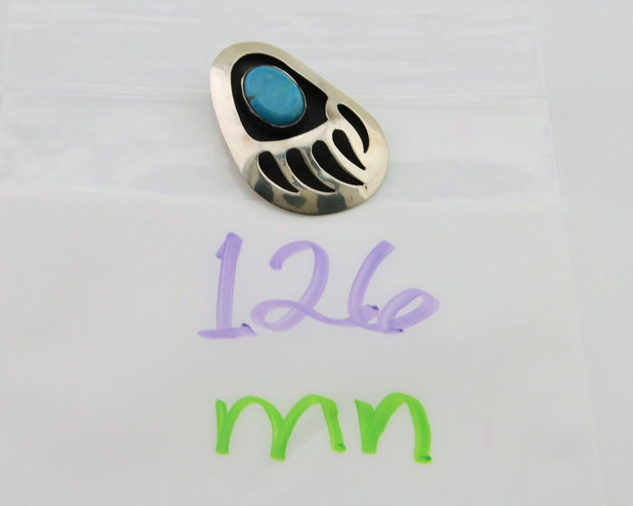 Navajo Paw Pendant 925 Silver Natural Turquoise Native American Artist C.80's
