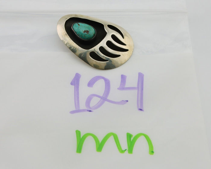 Navajo Paw Pendant 925 Silver Natural Turquoise Native American Artist C.80's
