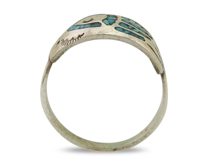 Navajo Paw Ring 925 Silver Turquoise Native Artist C.80's