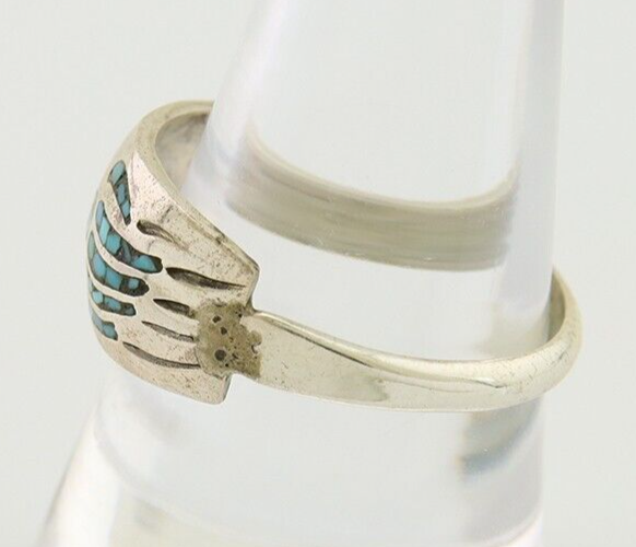 Navajo Paw Ring 925 Silver Turquoise Native Artist C.80's