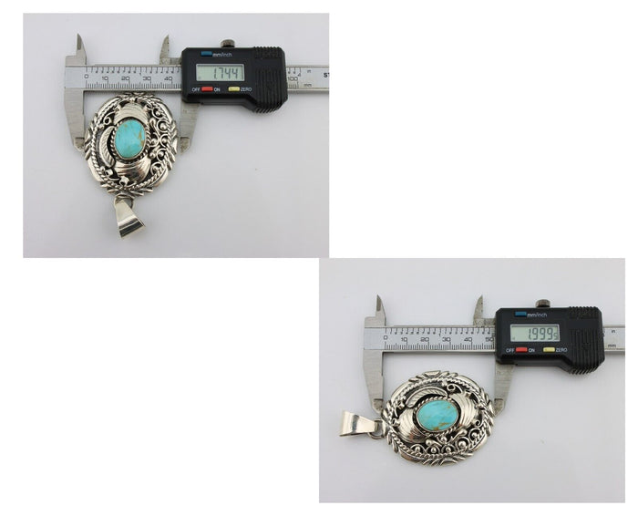 Navajo Pendant 925 Silver Blue Turquoise Native American Artist C.80's