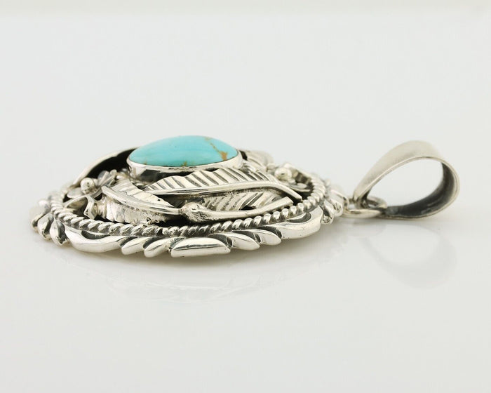 Navajo Pendant 925 Silver Kingman Turquoise Native American Artist C.80s