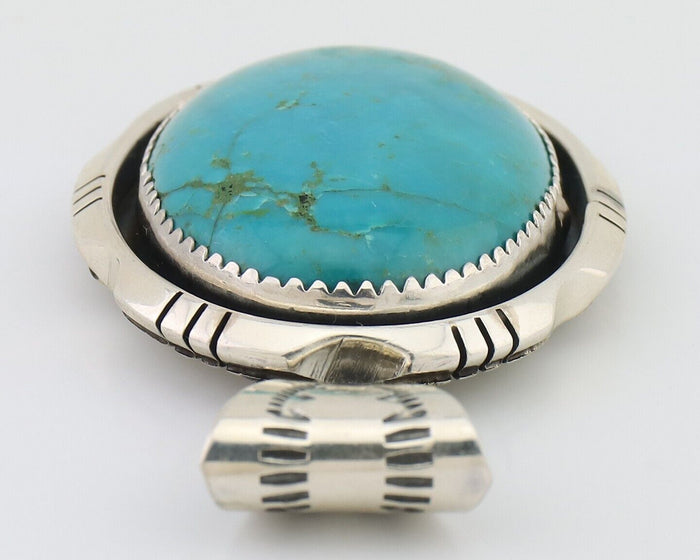 Navajo Pendant 925 Silver Kingman Turquoise Native American Artist C.80's