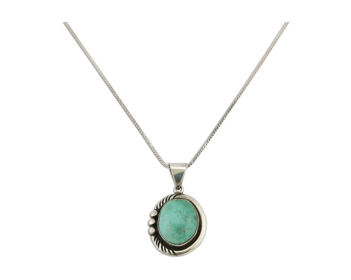 Navajo Pendant 925 Silver Kingman Turquoise Signed Sun Rise C.90's