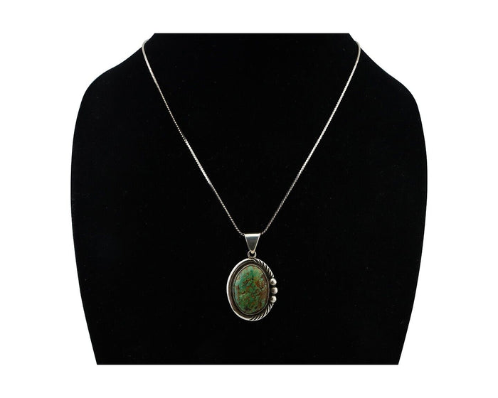 Navajo Pendant 925 Silver Kingman Turquoise Signed Sun Rise C.90's