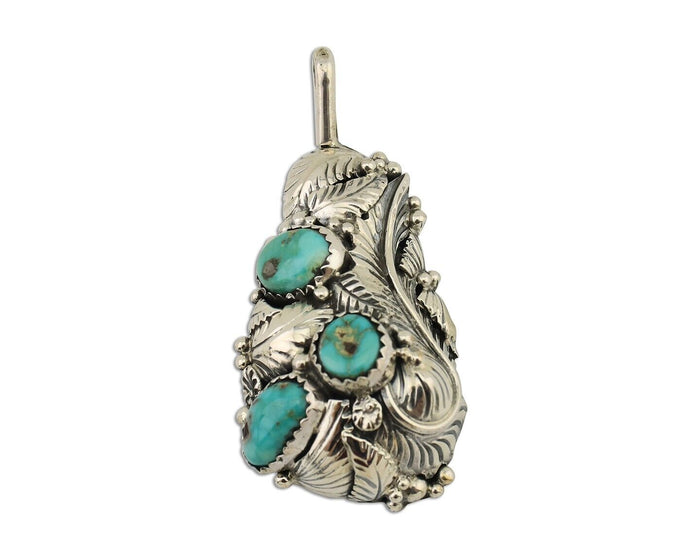 Navajo Pendant 925 Silver Natural Bisbee Turquoise Signed Tom Willeto C.80's
