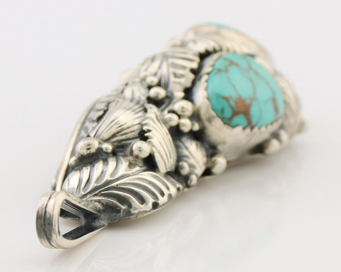 Navajo Pendant 925 Silver Natural Bisbee Turquoise Signed Tom Willeto C.80's