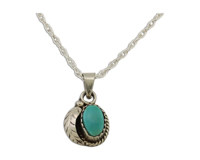 Navajo Pendant 925 Silver Natural Blue Turquoise Artist Native American C.80's