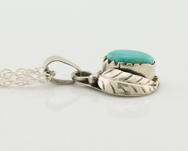 Navajo Pendant 925 Silver Natural Blue Turquoise Artist Native American C.80's