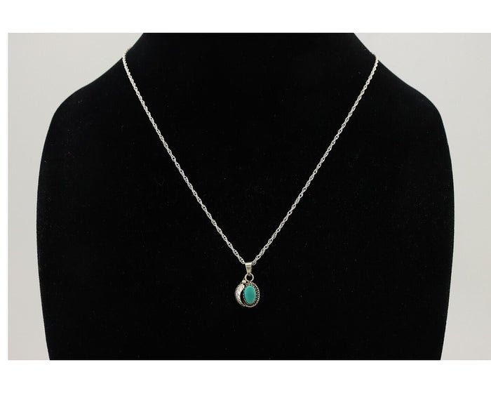 Navajo Pendant 925 Silver Natural Blue Turquoise Artist Native American C.80's