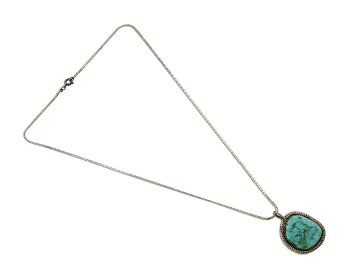 Navajo Pendant 925 Silver Natural Blue Turquoise Artist Signed G Yazzie C.80's