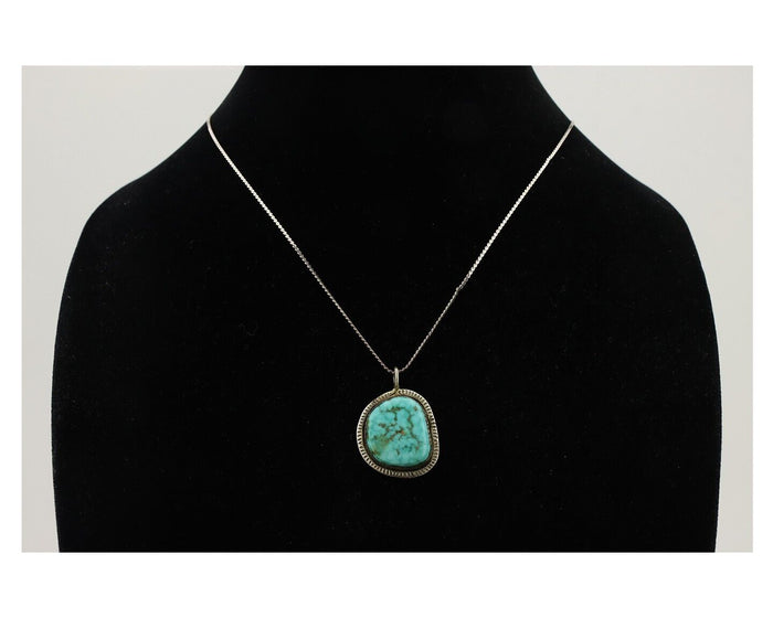 Navajo Pendant 925 Silver Natural Blue Turquoise Artist Signed G Yazzie C.80's