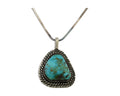 Navajo Pendant 925 Silver Natural Blue Turquoise Artist Signed Tom Willeto C.80s