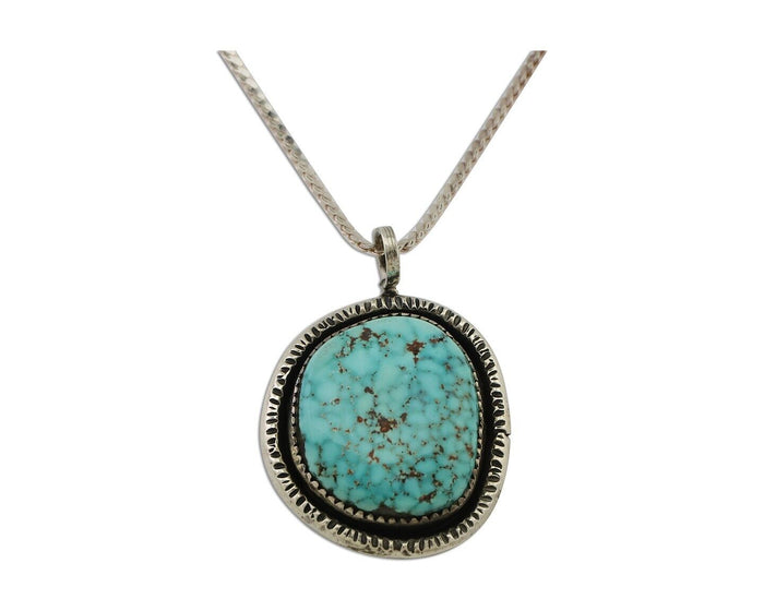 Navajo Pendant 925 Silver Natural Blue Turquoise Artist Signed Yazzie C.80's