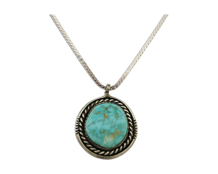 Navajo Pendant 925 Silver Natural Blue Turquoise Artist Signed Yazzie C.80's