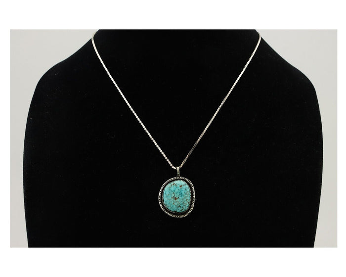 Navajo Pendant 925 Silver Natural Blue Turquoise Artist Signed Yazzie C.80's
