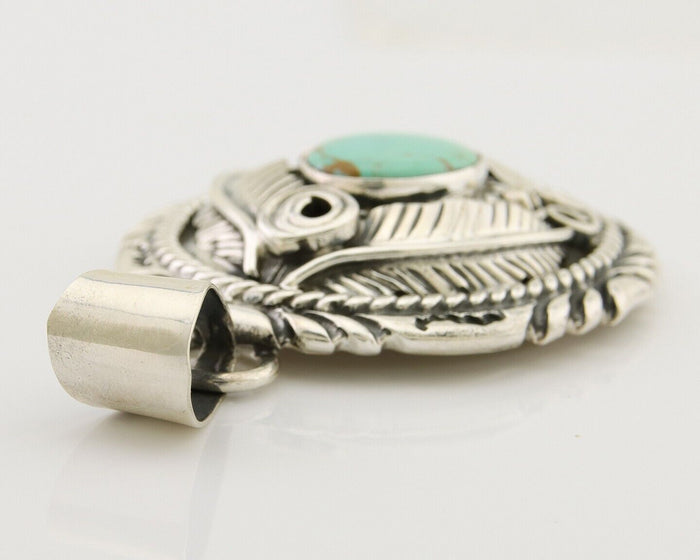 Navajo Pendant 925 Silver Natural Blue Turquoise Native American Artist C.80's