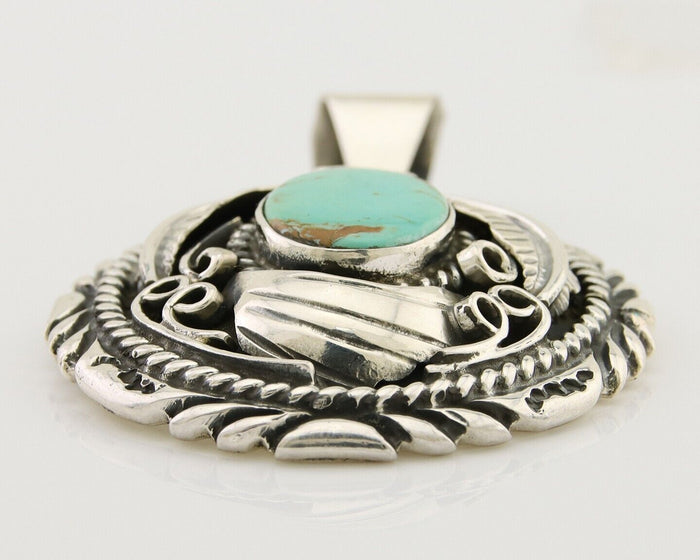Navajo Pendant 925 Silver Natural Blue Turquoise Native American Artist C.80's
