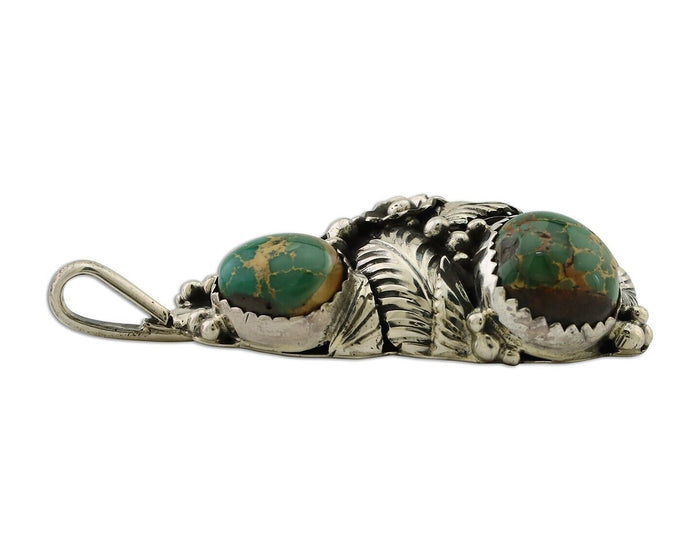 Navajo Pendant 925 Silver Natural Gem Turquoise Signed Tom Willeto C.80's