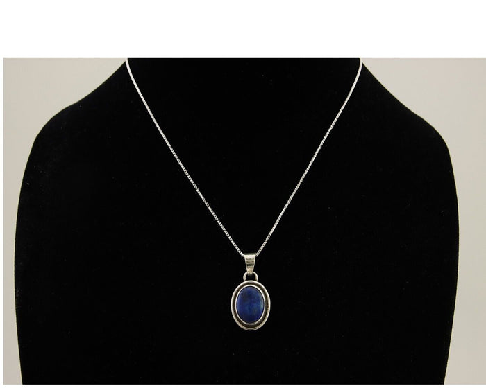Navajo Pendant 925 Silver Natural Lapis Lazuli Signed Sunrise C.80's