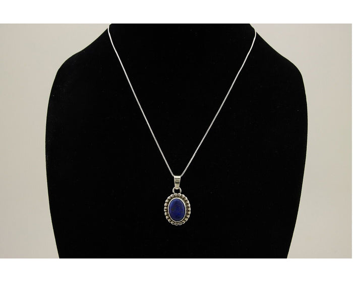 Navajo Pendant 925 Silver Natural Lapis Lazuli Signed Sunrise C.80's