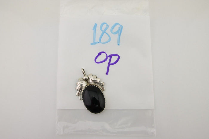 Navajo Pendant 925 Silver Natural Onyx Native Artist Signed NS C.80's