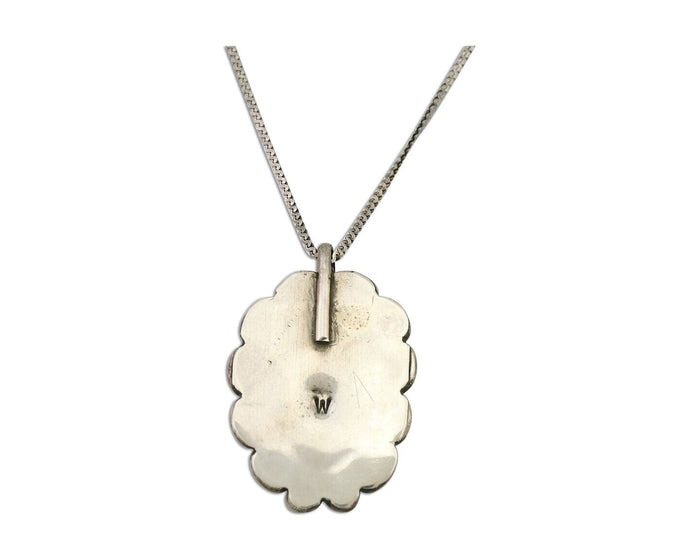Navajo Pendant 925 Silver Natural Turquoise Signed Wayne Etsitty C.90s