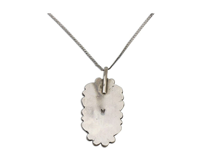 Navajo Pendant 925 Silver Natural Turquoise Signed Wayne Etsitty C.90s