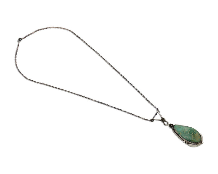 Navajo Pendant 925 Silver Royston Turquoise Signed Jennifer Begay C.90s