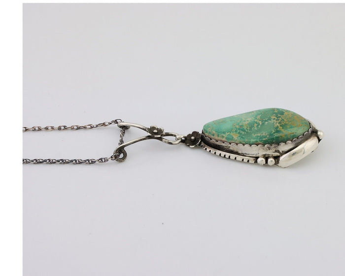Navajo Pendant 925 Silver Royston Turquoise Signed Jennifer Begay C.90s