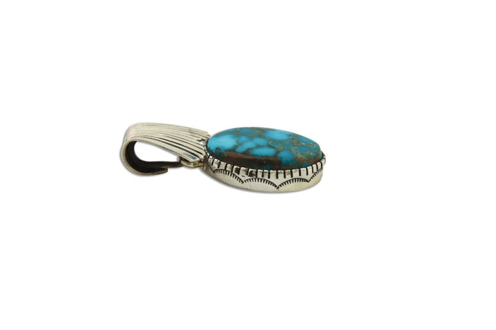 Navajo Pendant .925 Silver Turquoise Artist Signed D C.80's