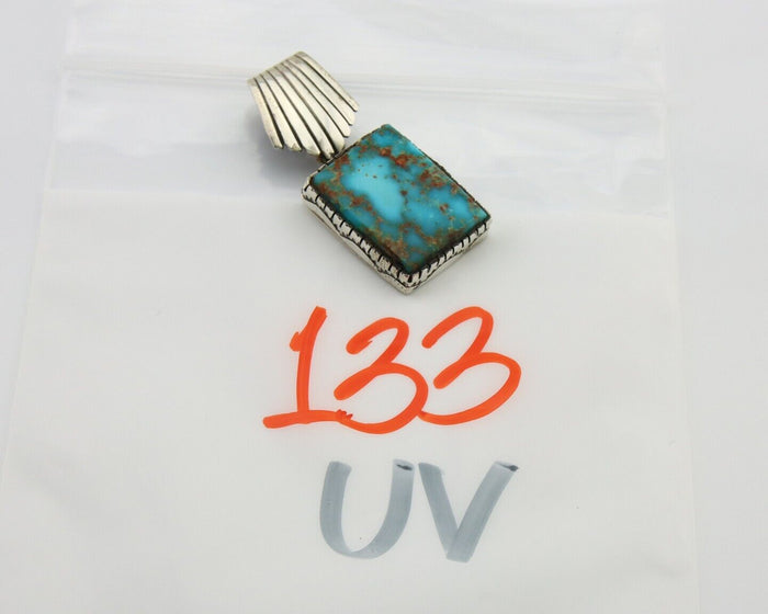 Navajo Pendant .925 Silver Turquoise Artist Signed D C.80's