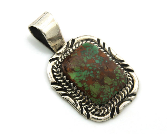 Navajo Pendant 925 Sterling Silver Turquoise Vintage Authentic Native Artist