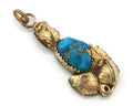 Navajo Pendant Sterling Silver & Gold Natural Blue Turquoise Authentic Native