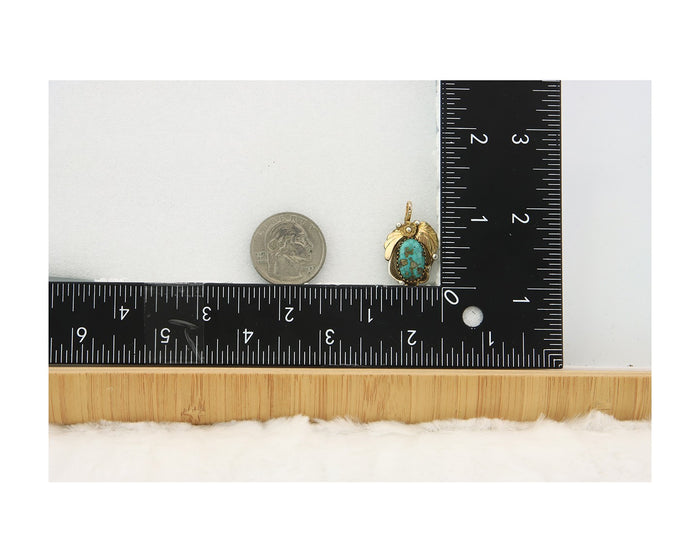 Navajo Pendant Sterling Silver & Gold Natural Blue Turquoise Authentic Native