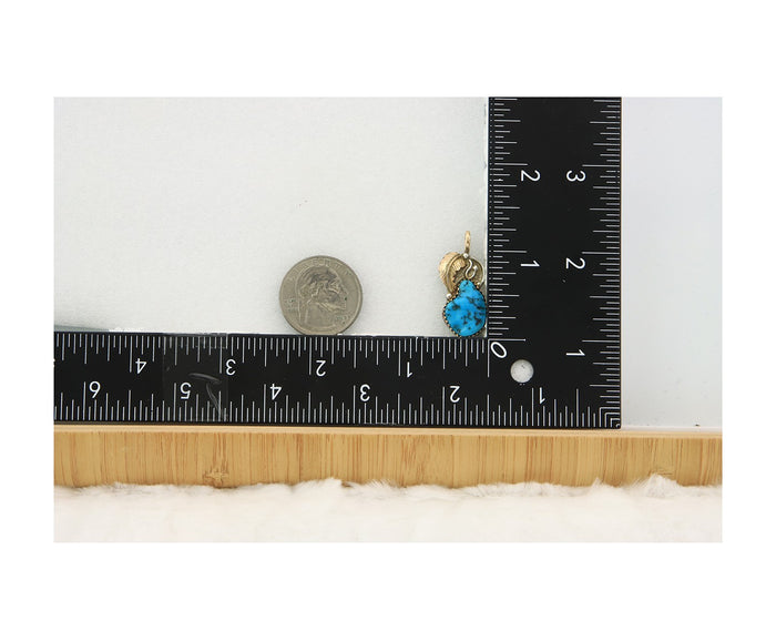 Navajo Pendant Sterling Silver & Gold Natural Blue Turquoise Signed Virgnina C