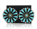 Navajo Petit Point Earrings 925 Silver Turquoise Signed Benson Yazzie C.80's