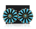 Navajo Petit Point Earrings 925 Silver Turquoise Signed Benson Yazzie C.80's