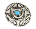 Navajo Pin 925 Silver Natural Turquoise Hand Stamped Native Artist C.80s