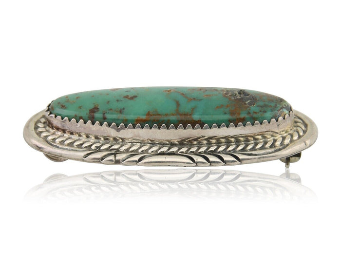 Navajo Pin Pendant 925 Silver Natural Blue Turquoise Artist Signed Davey Morgan
