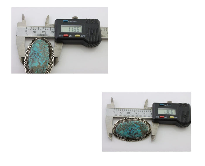 Navajo Pin Pendant 925 Silver Natural Spiderweb Turquoise Signed S C.80's